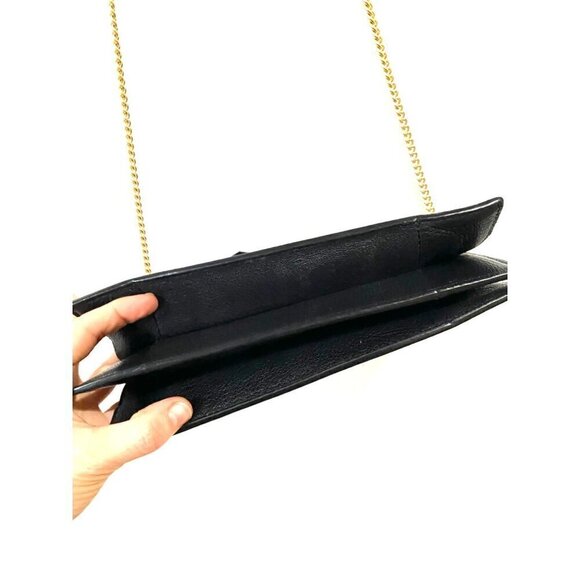 allsaints fletcher xbody bag leather black gold clutch grunge goth clutch $299 - Picture 3 of 16